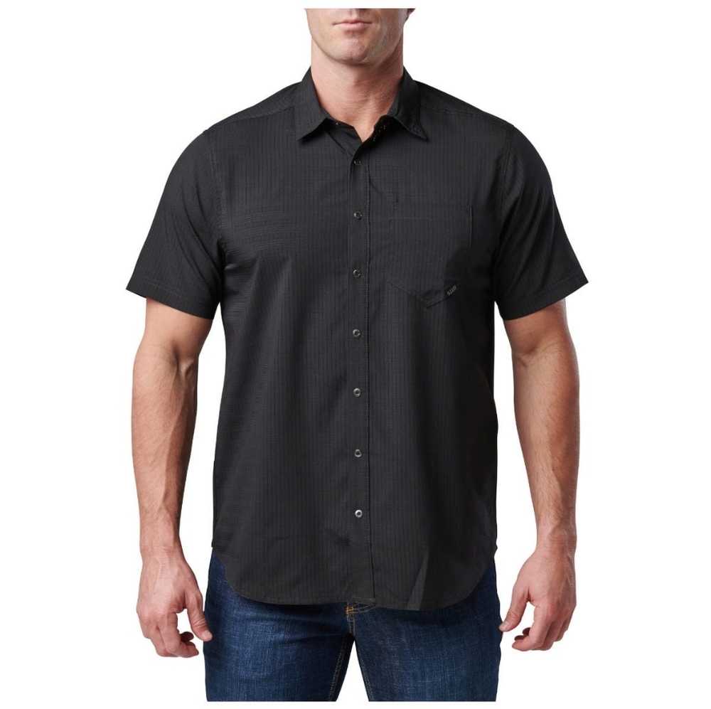 5.11 Tactical.Short-sleeved Aerial Shirt. Concealed carry friendly.Black 2XL men